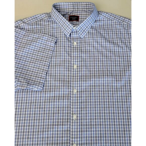 UNTUCKit Men's XX-Large Dante SS Wrinkle‎ Free 100% Cotton Blue Plaid Button-Up - Picture 1 of 12